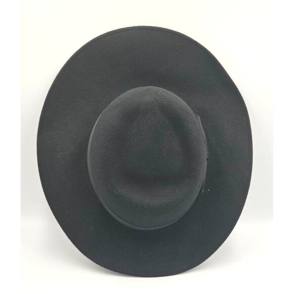 Vintage Burberrys Women's Black  Wool Wide Brim Fedora Hat Made In England 2934 - Picture 9 of 12